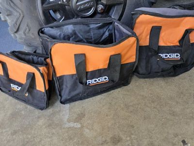 RIDGID Tool Bags - Set of 3, Black & Orange, Durable Canvas Construction, Various Sizes