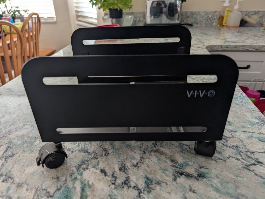 VIVO Black Rolling PC Tower Stand Cart with Adjustable Width and Locking Caster Wheels
