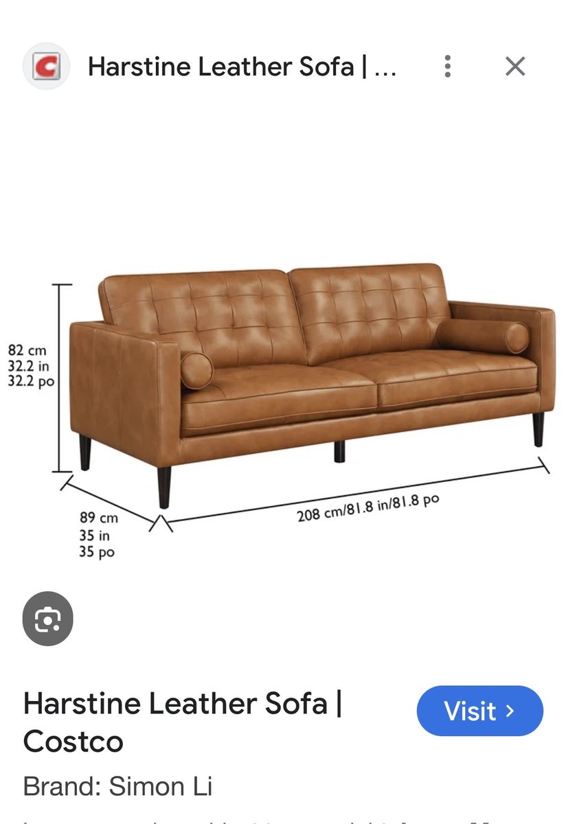 Harstine Leather Sofa - from Costco