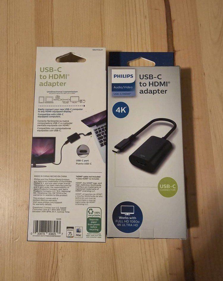 2 Philips USB C to HDMI Adapter, 4k 60 Hz