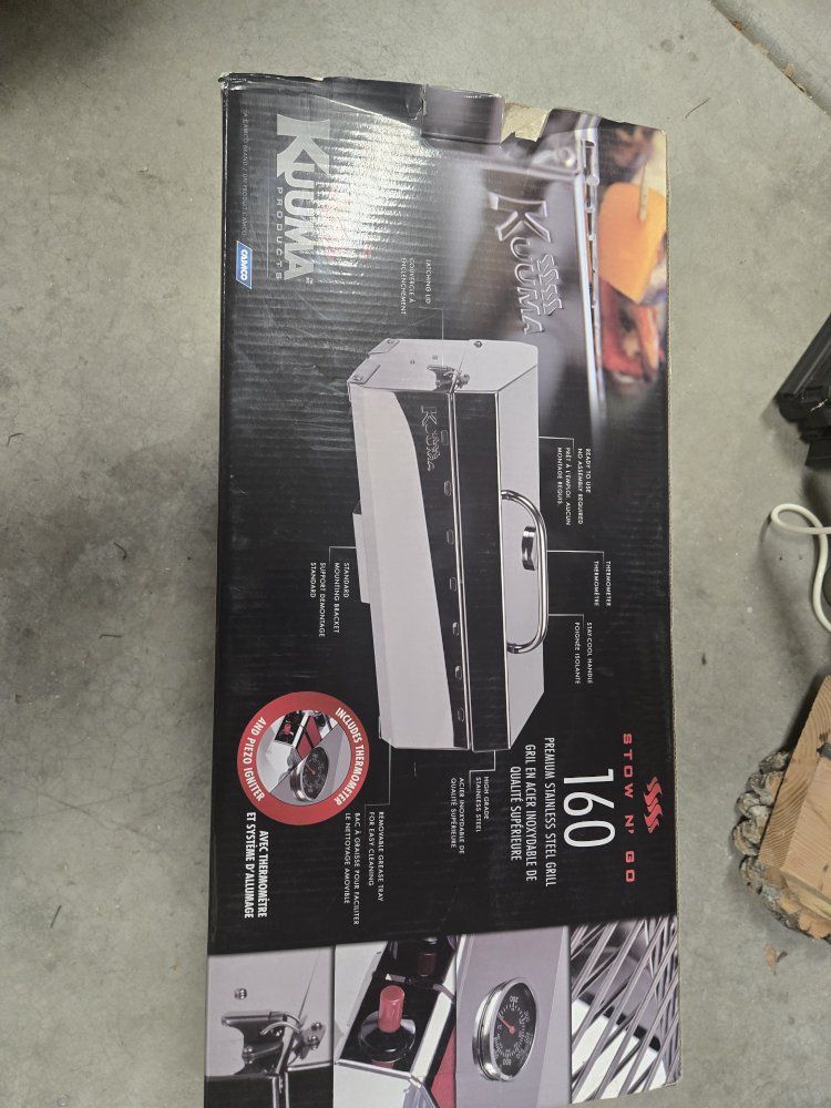 Kuuma Stow 'N Go 160 Premium Stainless Steel Grill w/ Thermometer & Piezo Igniter