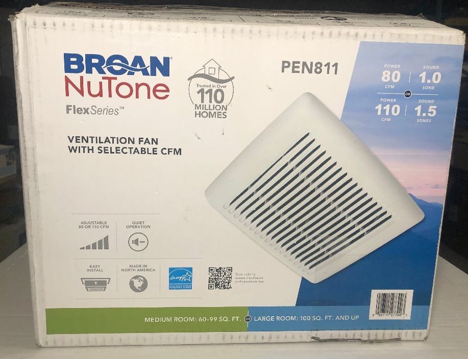 Broan Nutone Flex Series 80/110 CFM Bathroom Exhaust Fan PEN811