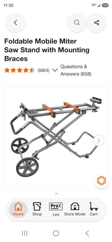 Foldable Mobile Miter Saw Stand with Mounting Braces