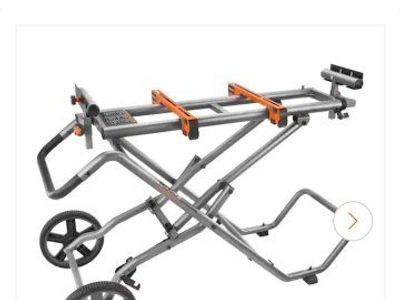 Foldable Mobile Miter Saw Stand with Mounting Braces