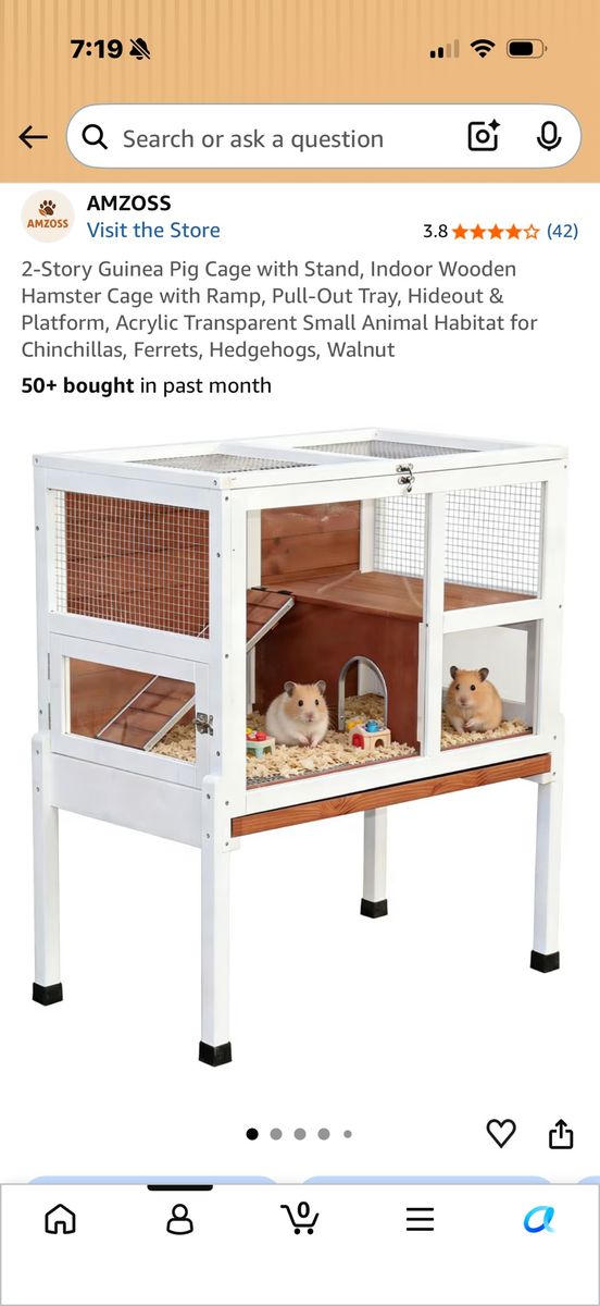 2-Story Guinea Pig/Hamster Cage with Stand, Wooden, Pull-Out Tray, Walnut Finish, Multi-Access ***New in box***