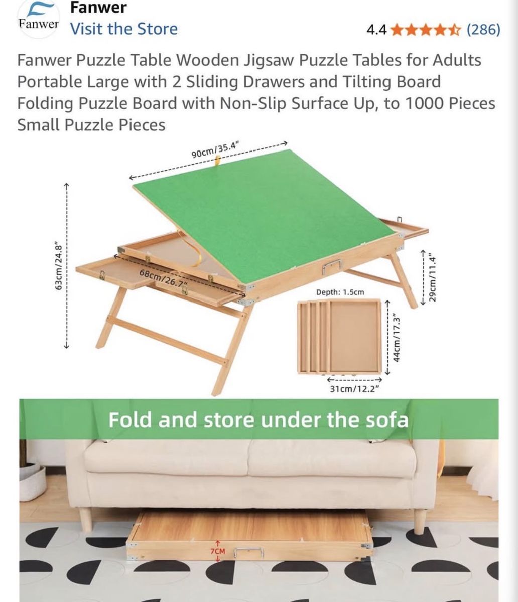Tiltable puzzle table.  Fits upTo 1000 piece puzzles 