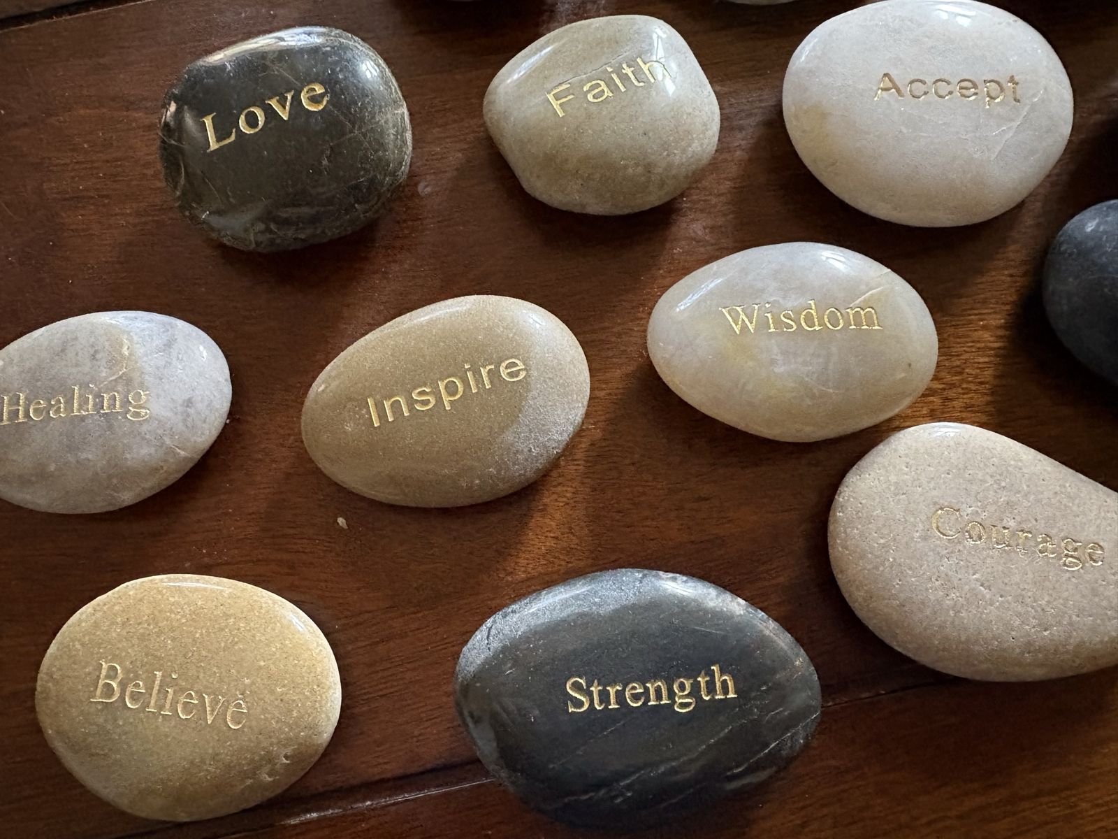 Set of 25 Inspirational Engraved Polished Stones