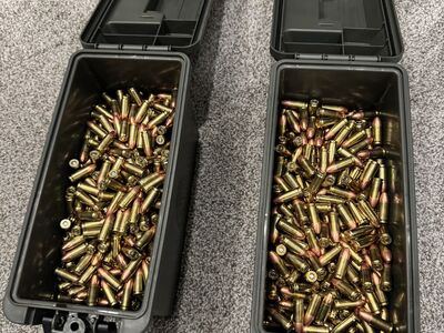 9MM Ammo - 1,707 Rounds in Plastic Ammo Cans