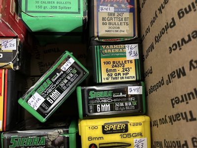 Assorted 6mm .243 Reloading Bullets Lot - Berger, Hornady, Barnes, Sierra.