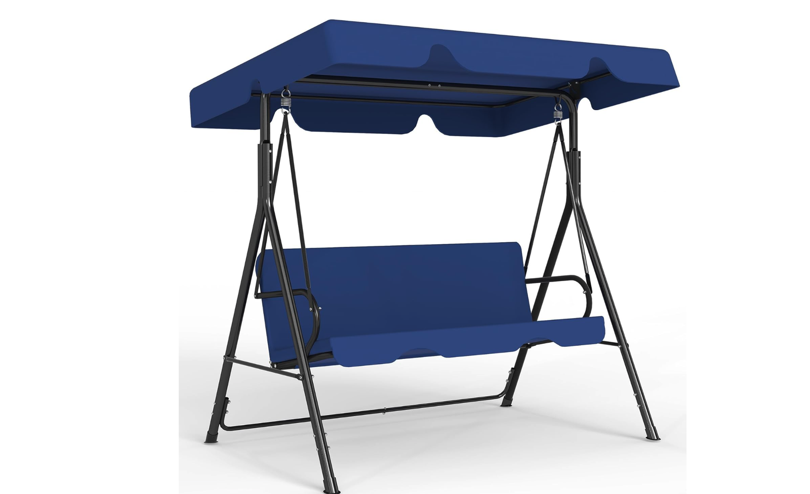 New Blue Patio Swing Chair with Adjustable Canopy, Patio Glider Swing with Heavy Duty Stand for 3
