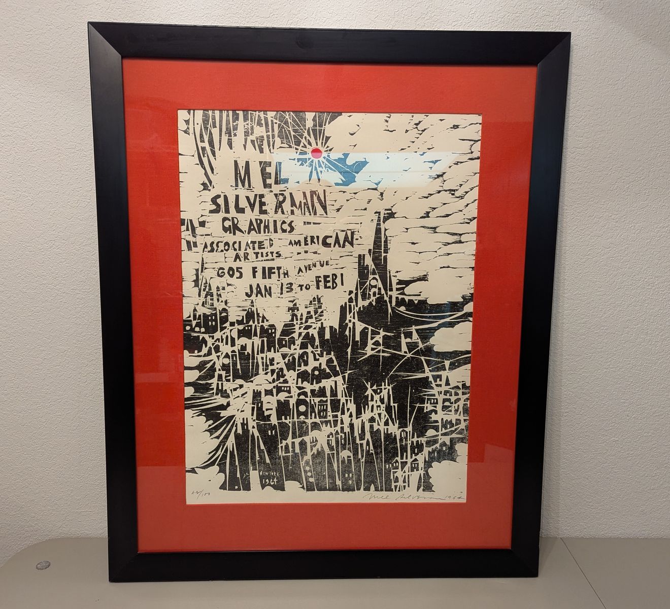 mel silverman hand signed limited edition woodcut print  1964