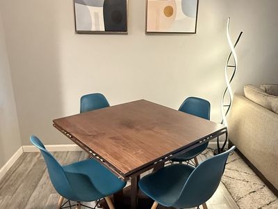 Unique Mid-Century Convertible Wood Dining Table Set with 4 Chairs