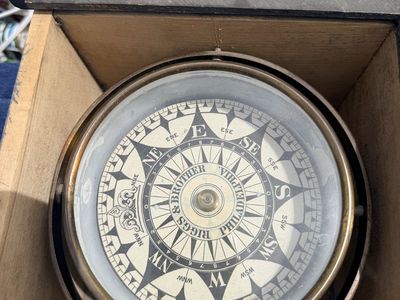 Vintage Riggs & Brother Philadelphia Compass in Wooden Box - Collectible Nautical