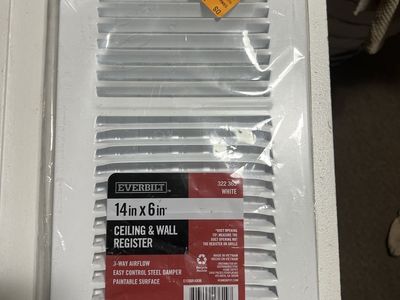 Everbilt 14 in x 6 in White Steel Ceiling & Wall Register Vent Grille