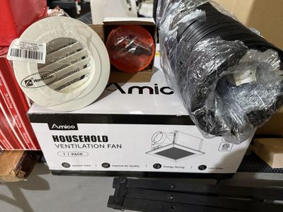 4 piece Bathroom Exhaust Fan KIT: 110 CFM Low Noise Ventilation Fan Ceiling Mounted, Hole Saw, Exhaust Vent, and 32' Air Ducting