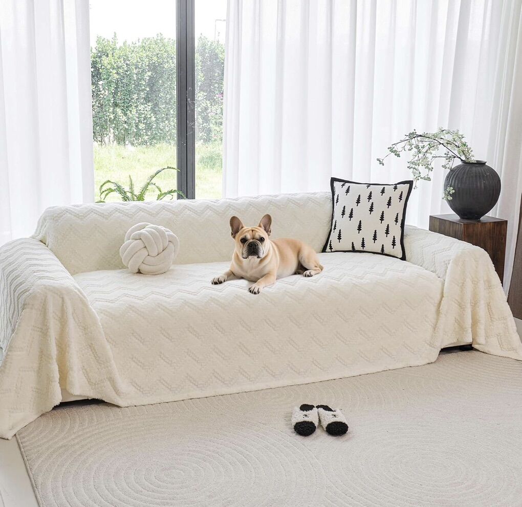 NEW XL Couch Cover Throw Blanket Beige Ivory