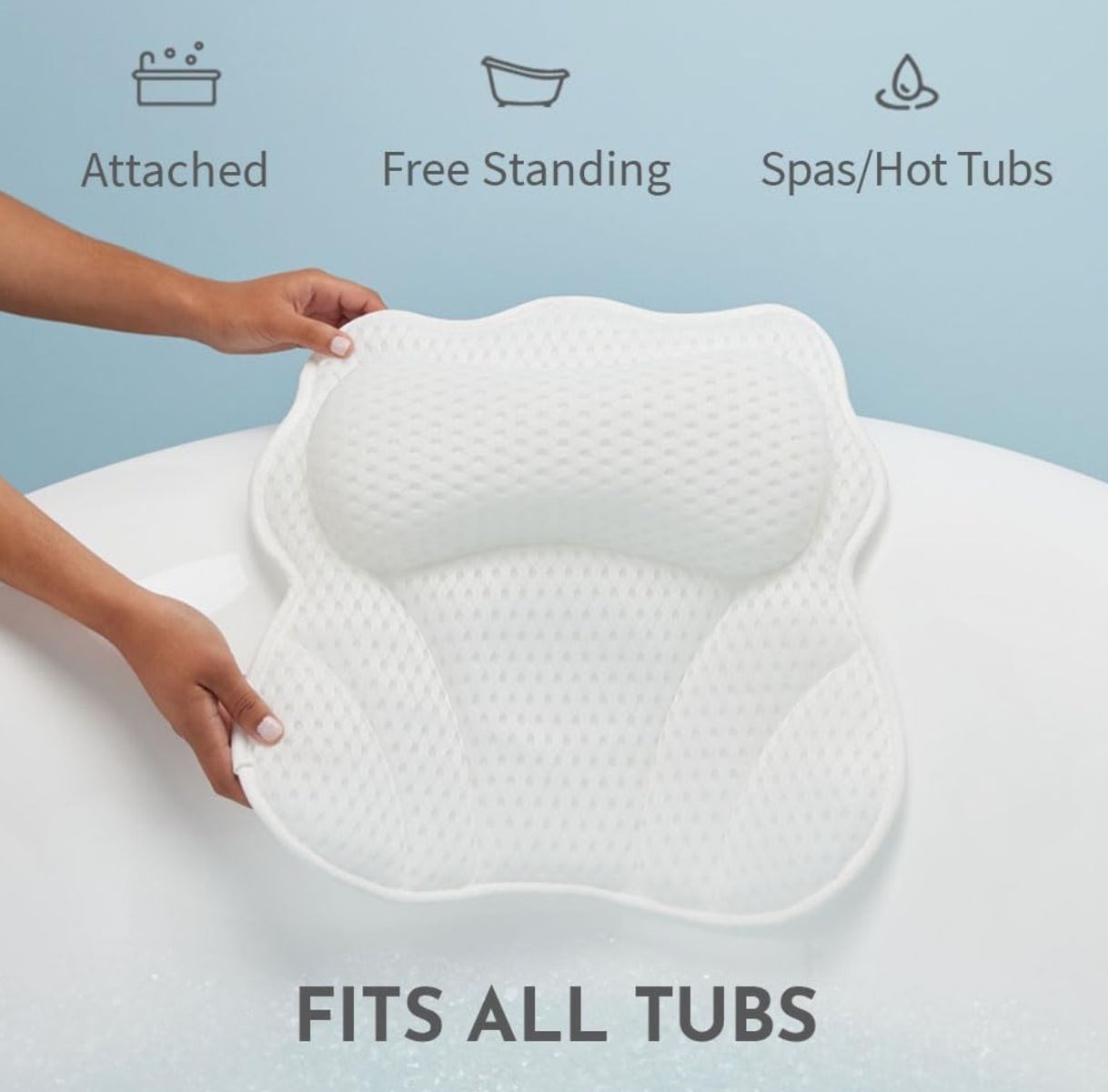 Bath Pillow with Neck Support - 4D Air Mesh, Quick Drying