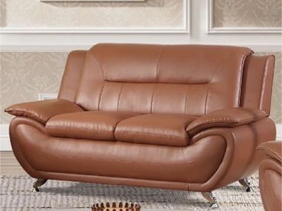 Wrought Studio Ochsner 61" Faux Leather Loveseat - Cognac Brown - Weight Cap. 330 Lbs