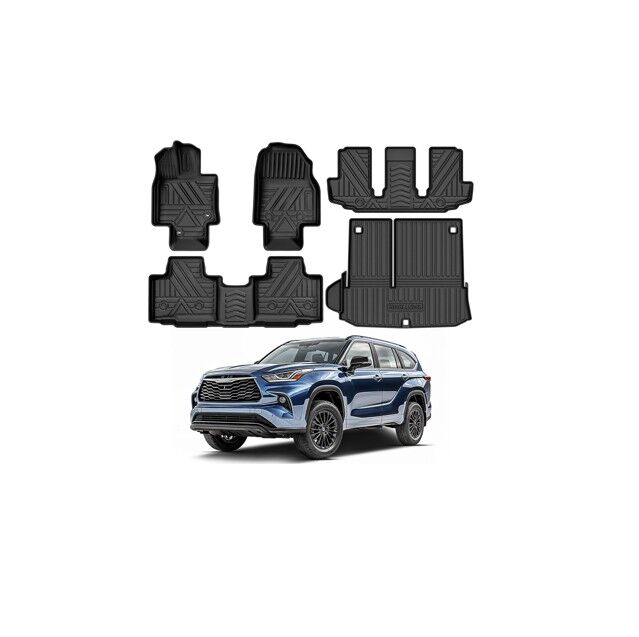 5pc TPE Floor Mats for 2020-2025 Toyota Highlander 7 Seats 3 Rows & Cargo Liner