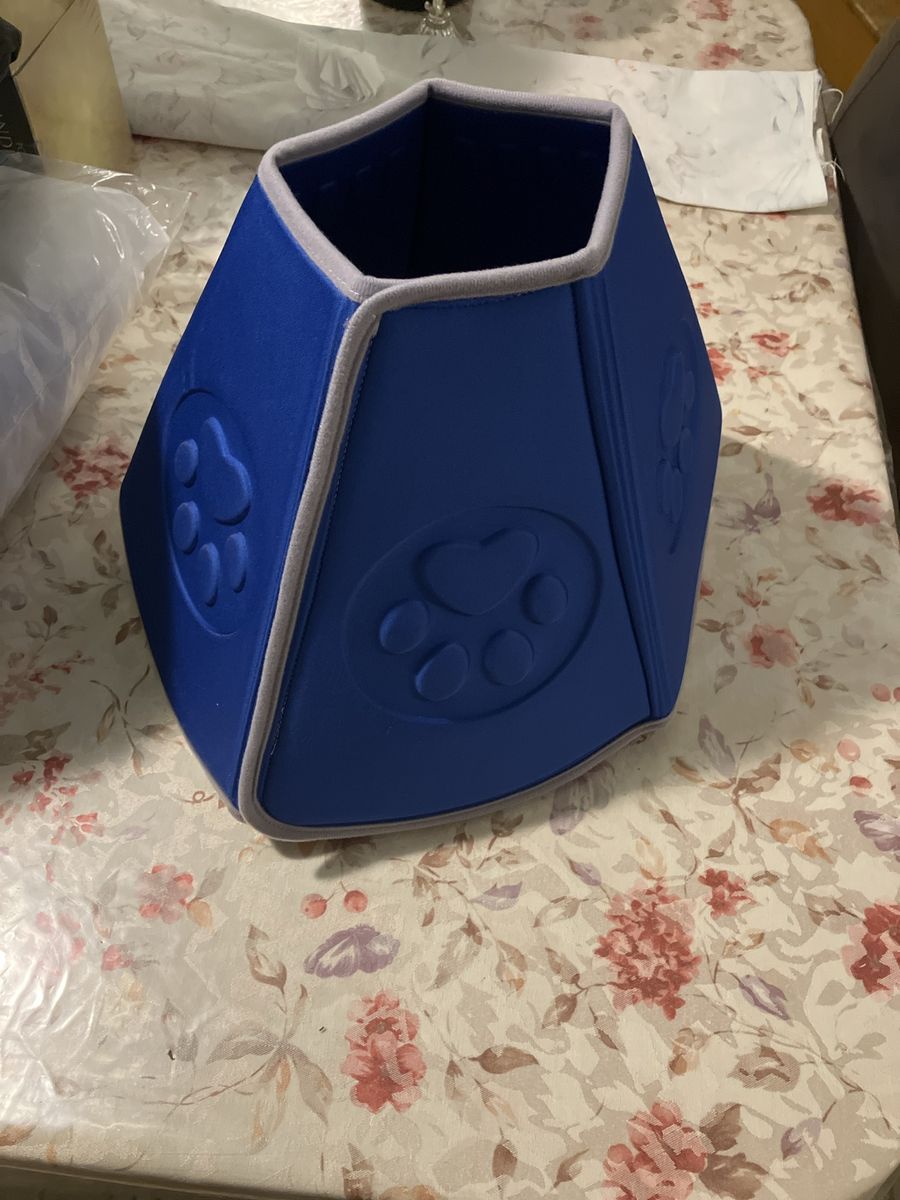 Blue Soft Dog Recovery Cone E-Collar with Paw Print Embossing