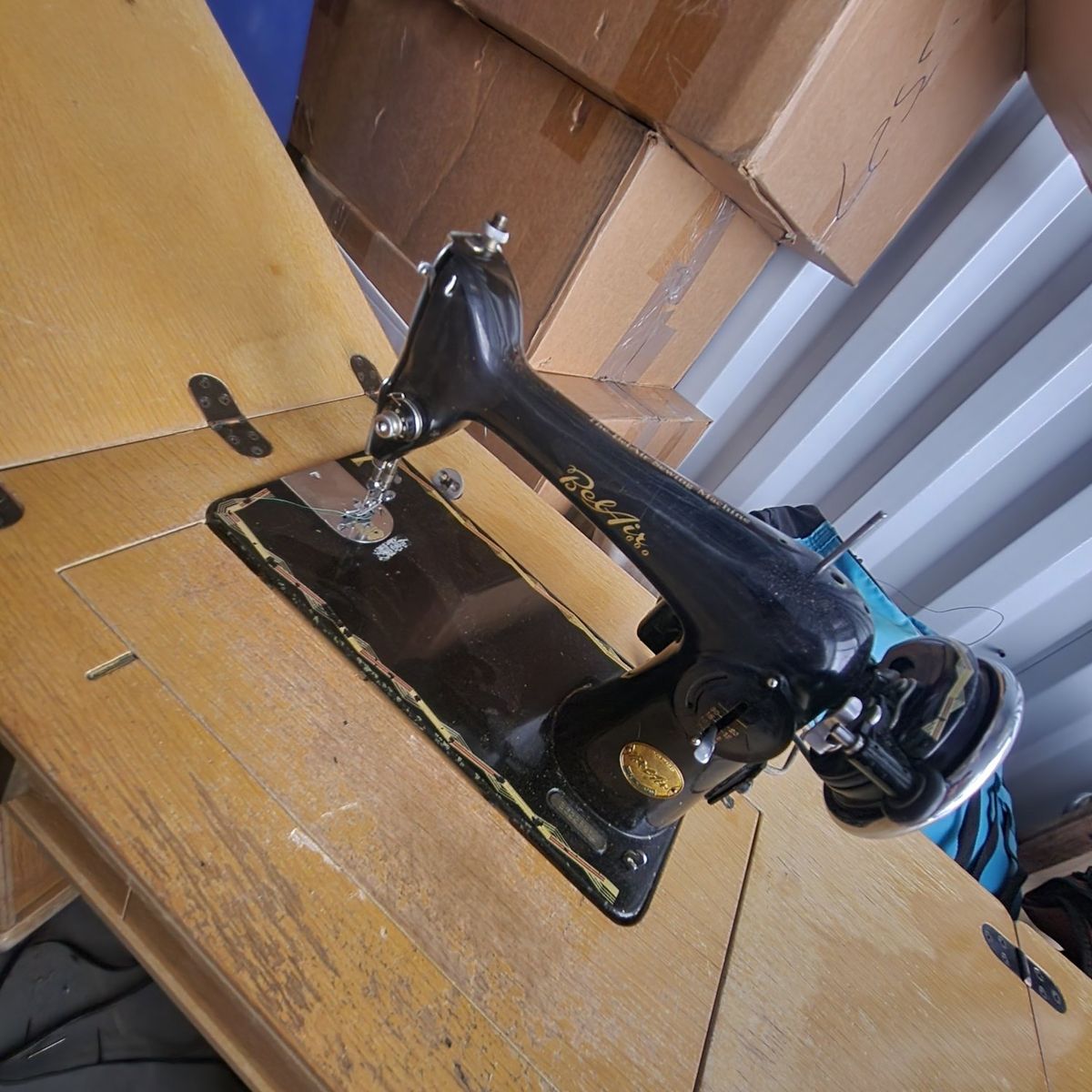 Vintage The BelAir Sewing Machine with Wooden Cabinet - Industrial/Household Use, Serial #B5225952