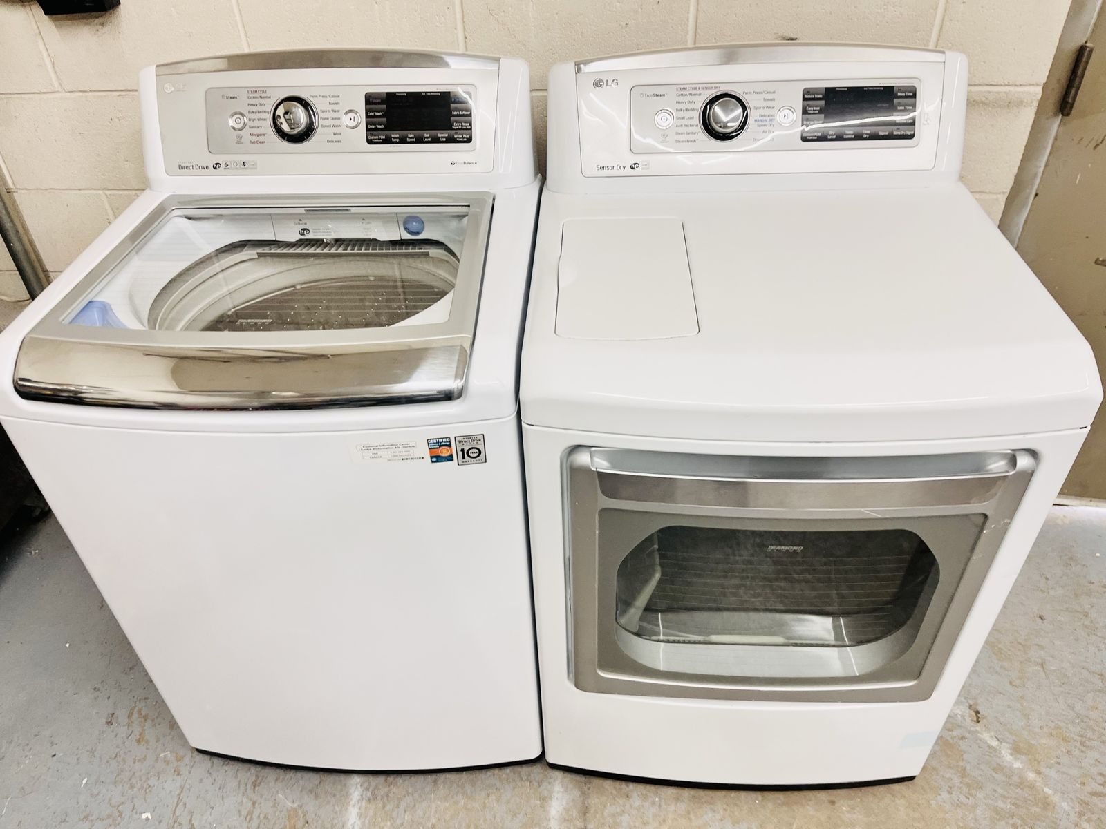 LG super capacity washer and dryer set