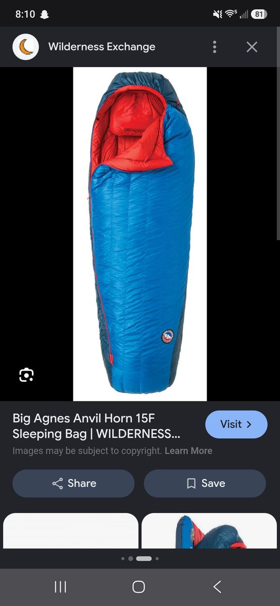 Big Agnes Anvil Horn 15 sleeping bag/fleece liner