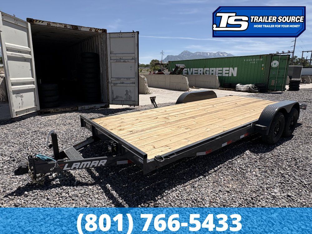 7x20 Lamar CC Flatbed Car Hauler Trailer - 10K GVWR - D-Rings