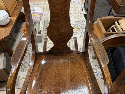 Antique Oak Press-Back Rocking Chair