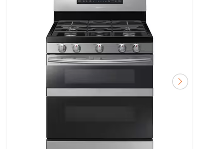 Samsung 30 in. 5.8 cu. ft. Dual Door Gas Range Double Oven with Self-Cleaning and Dual Convection Oven in Stainless Steel