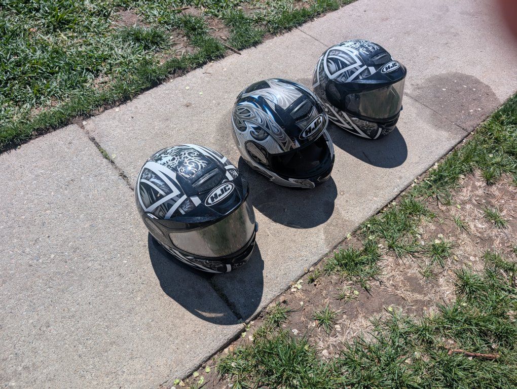 HJC Motorcycle Helmets - Black & White Graphic Design (Set of 3)