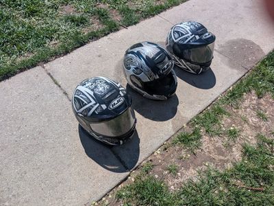 HJC Motorcycle Helmets - Black & White Graphic Design (Set of 3)