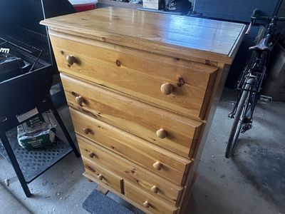 Wood Dresser 5-Drawer Chest - Natural Pine Finish