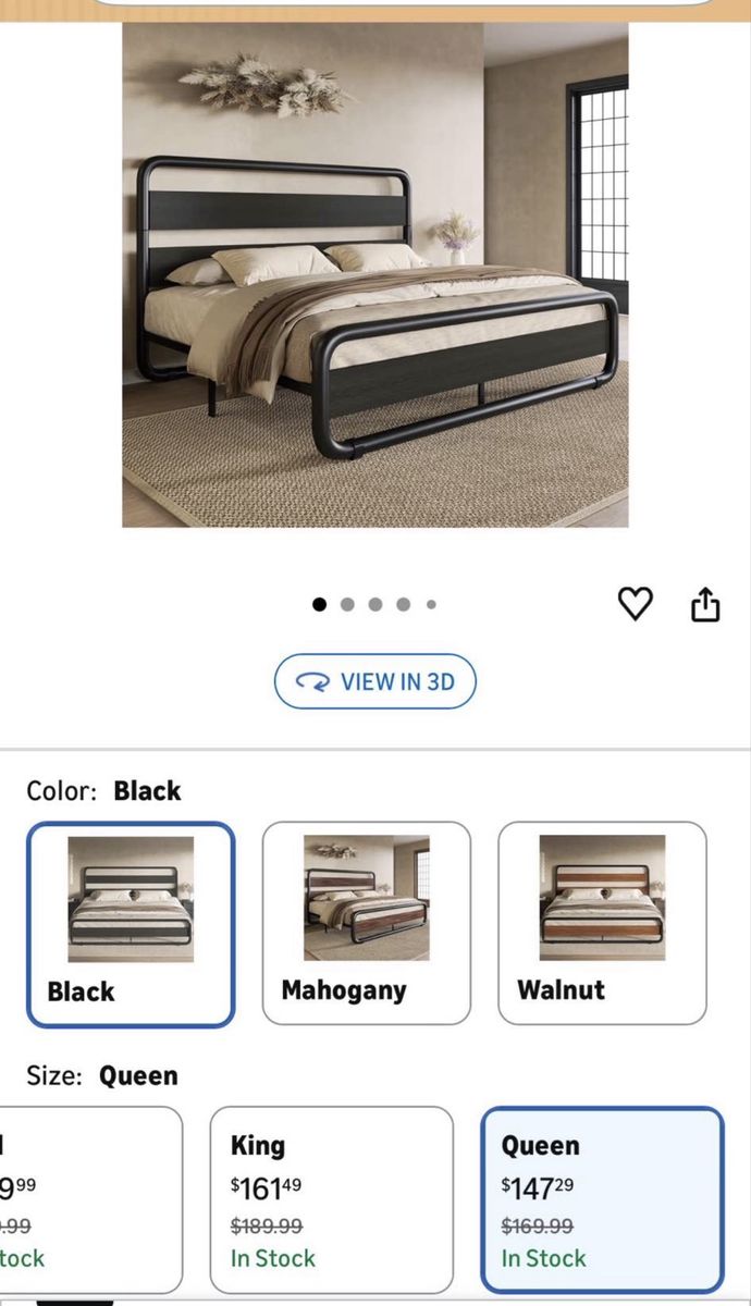 New Queen Bed Set: Black Bed Frame, Gel Memory Foam Mattress, & Box Spring - Sleepy's/Sealy