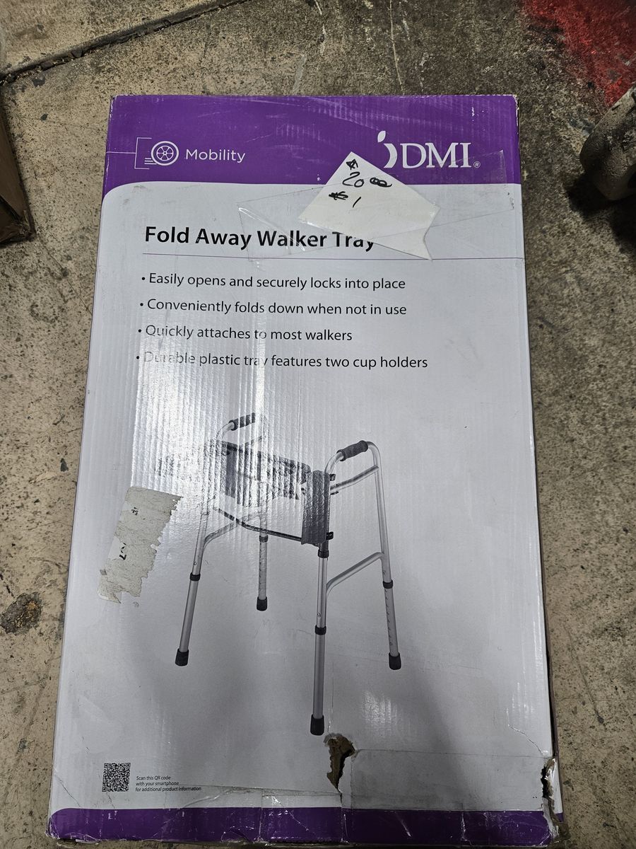 DMI Mobility Fold Away Walker Tray with 2 Cup Holders - Attaches to Most Walkers
