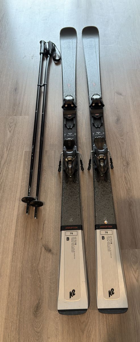 K2 Disruption 76 Skis, 177cm + Marker Bindings + 125cm Poles