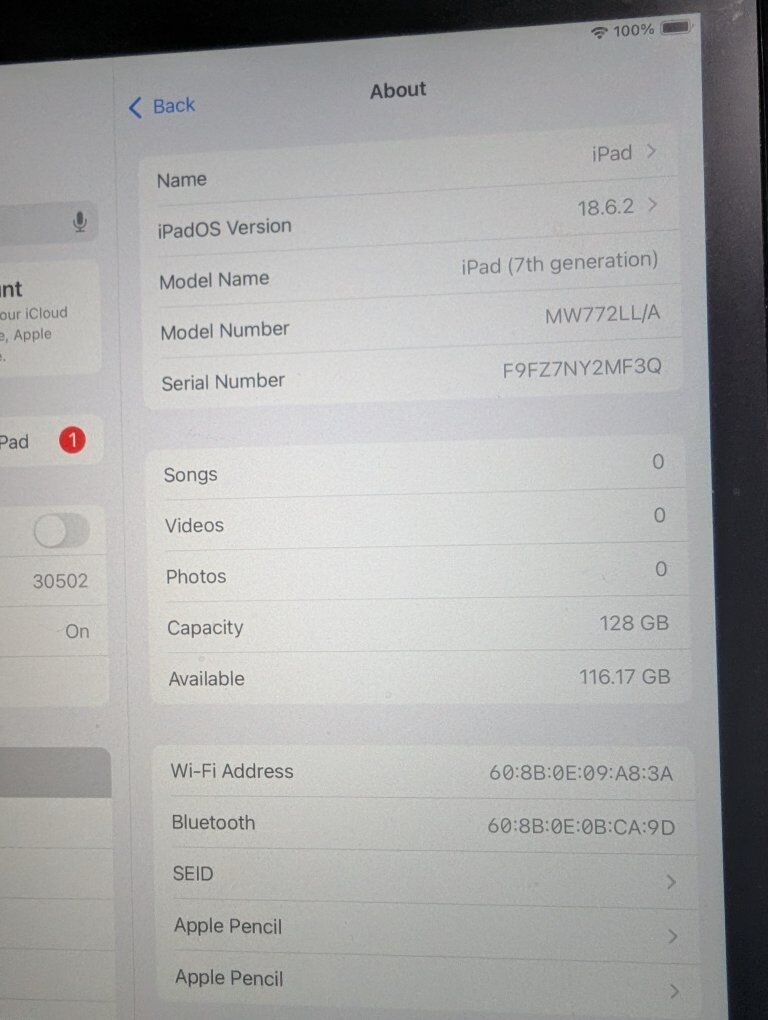 iPad 7th Gen with Apple pencil