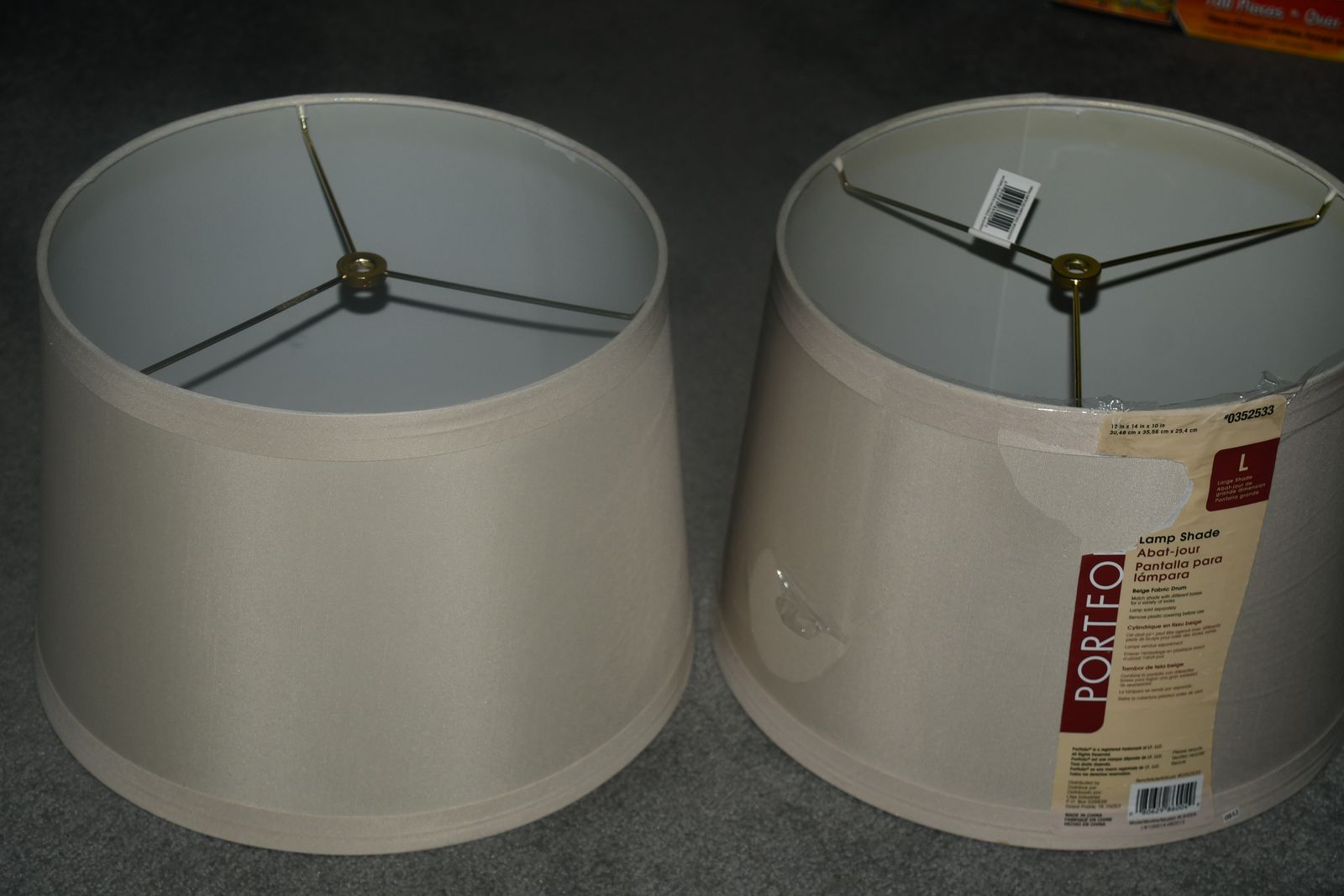 2 NEW LAMPSHADES ~ TAN ~ 12" x 14" x 10" ~ VERY NICE ~ BOTH FOR $10!