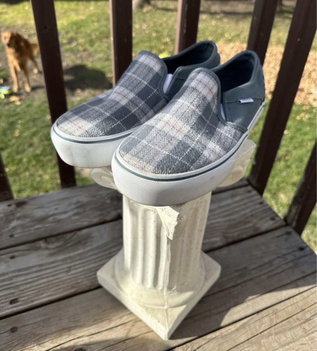 Vans Asher Platform Slip On Shoes Women’s 9 Plaid Mix Gray Sneakers