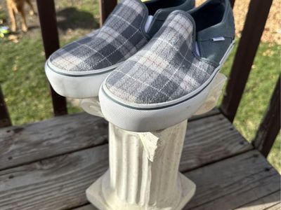 Vans Asher Platform Slip On Shoes Women’s 9 Plaid Mix Gray Sneakers