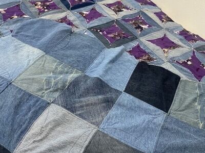 Blue Jean Denim Quilt Fits Twin Or Full Size Bed