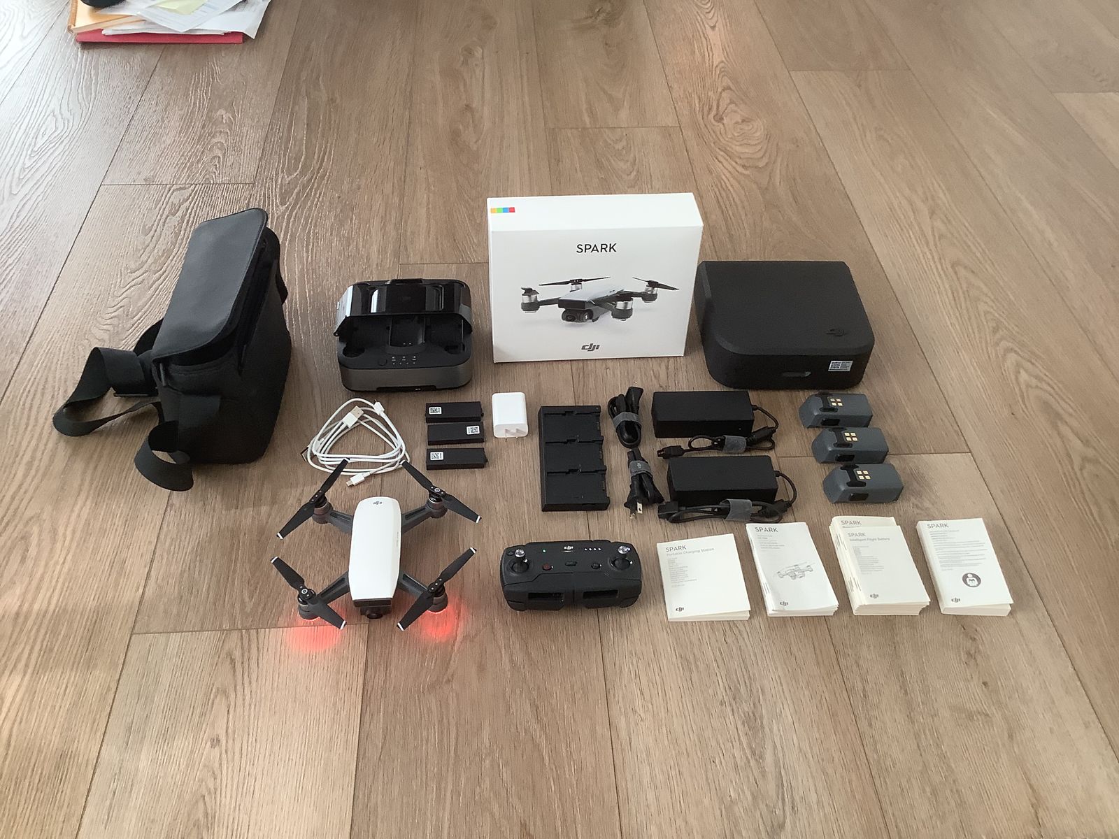 DJI Spark Drone Alpine White Fly More Combo with Portable Charging Dock