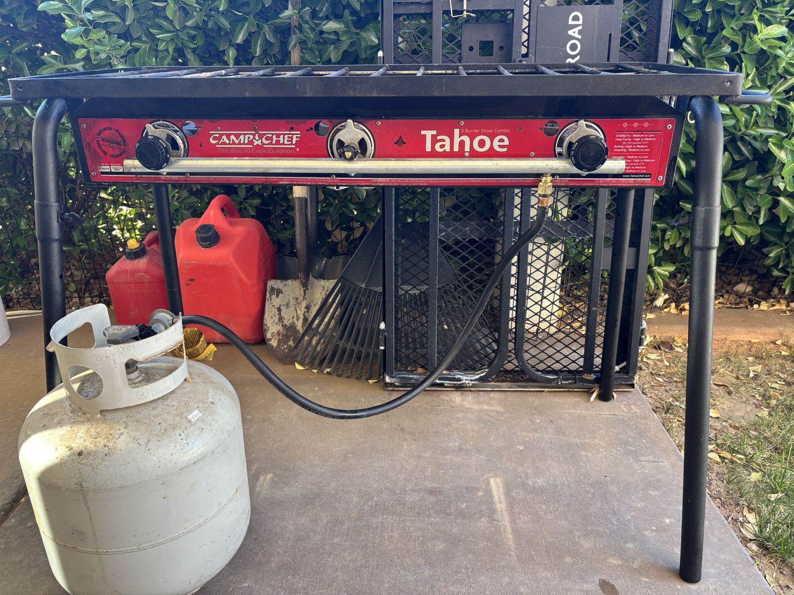 Camp Chef 3 burner propane stove and griddle
