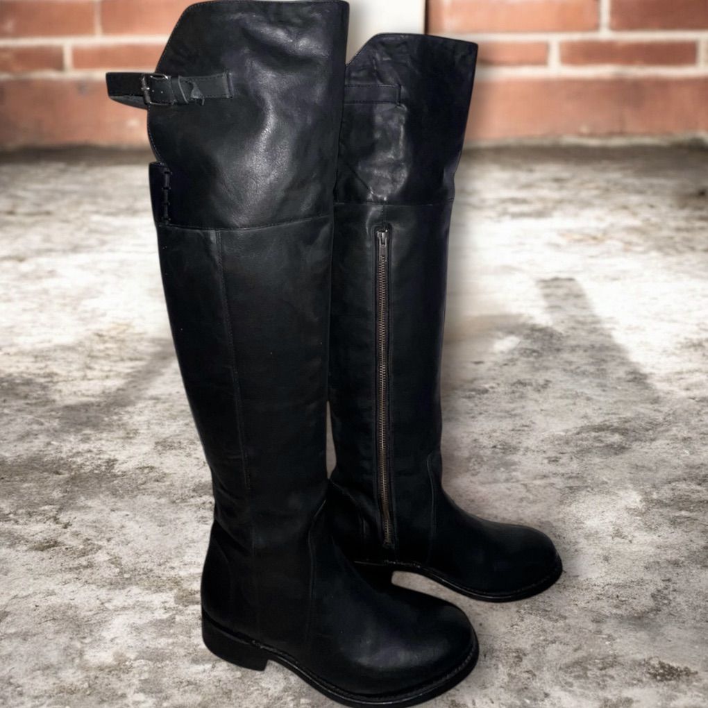 Dolce Vita Black Leather Over The Knee Boots -Sz 8