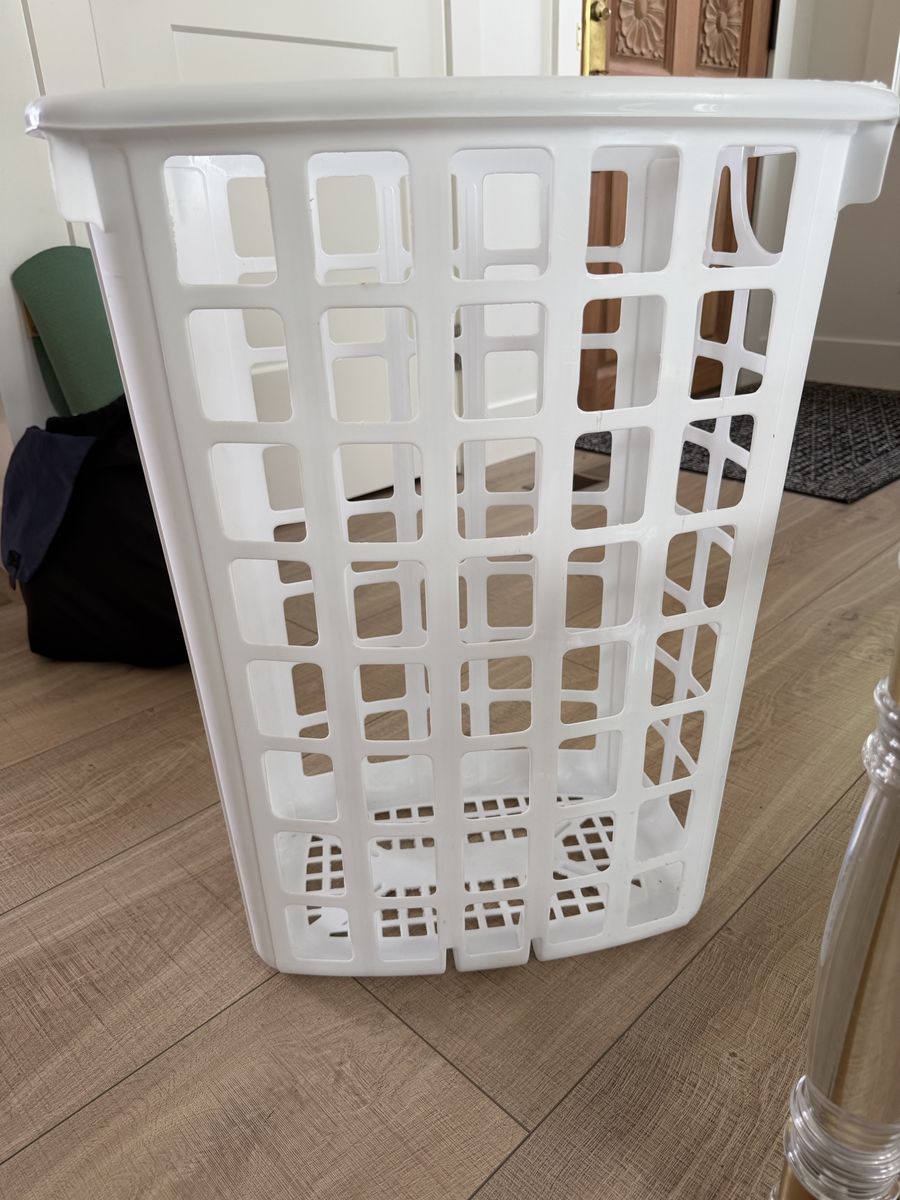 White Plastic Tall Laundry Basket