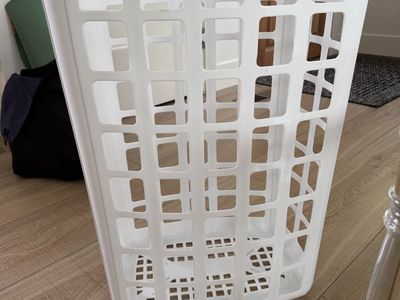 White Plastic Tall Laundry Basket