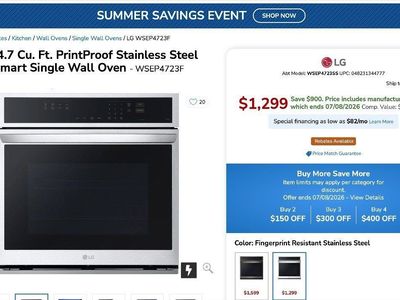 LG 4.7 Cu. Ft. PrintProof Stainless Steel Smart Single Wall Oven WSEP4723F