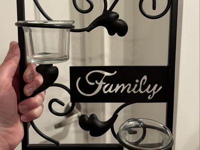 Black Metal Family Wall Sconce Candle Holder with Glass Votives