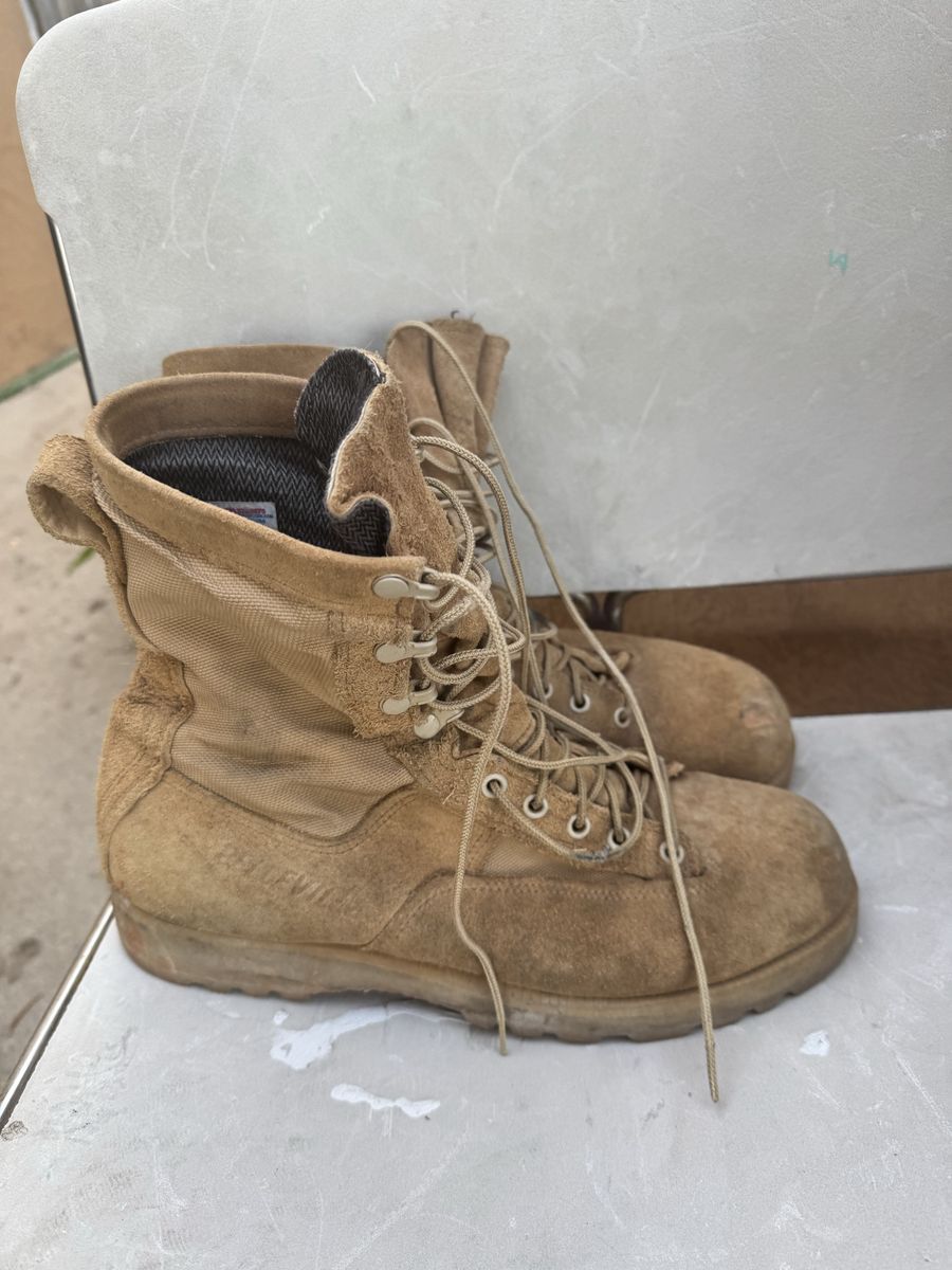 Combat Desert Military Boots Size 10.5R  Beige Leather