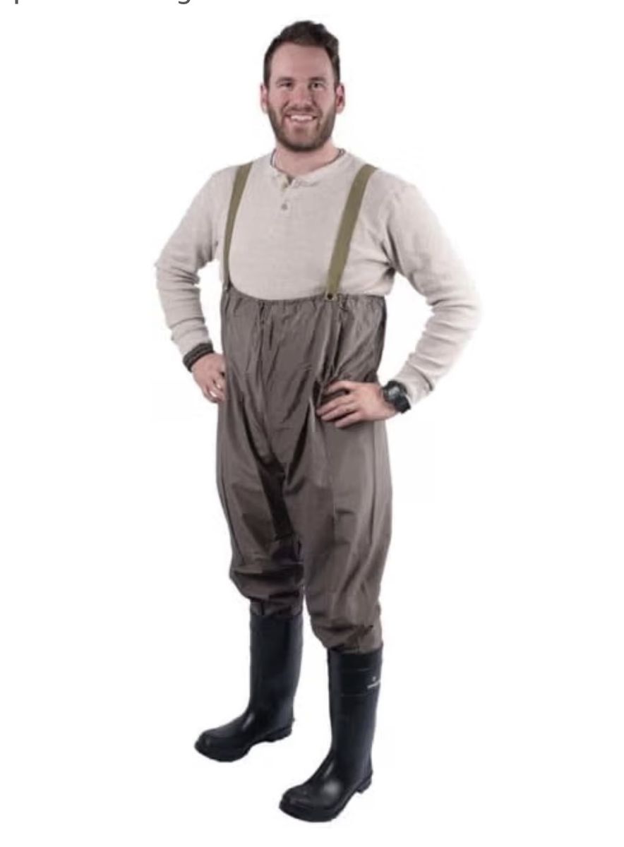 New Stansport Men's Waterproof Fishing Waders with Stocking Feet - Adjustable Straps, Inside Storage Pocket, Waist Cinch